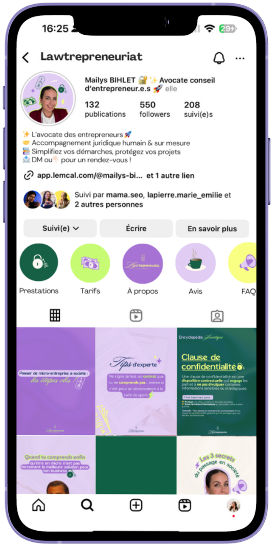 Profil après refonte — avocate business
